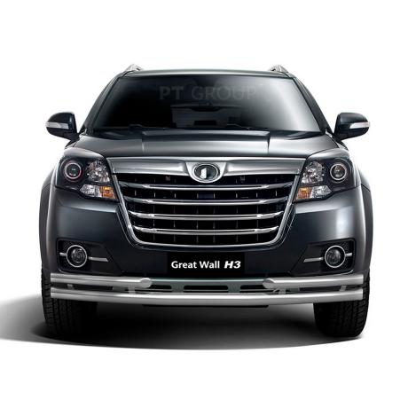 Защита переднего бампера двойная с углами d63/51мм (НПС) GREAT WALL HOVER H3 (2017-н.в.) купить недорого с доставкой в Новоалтайск